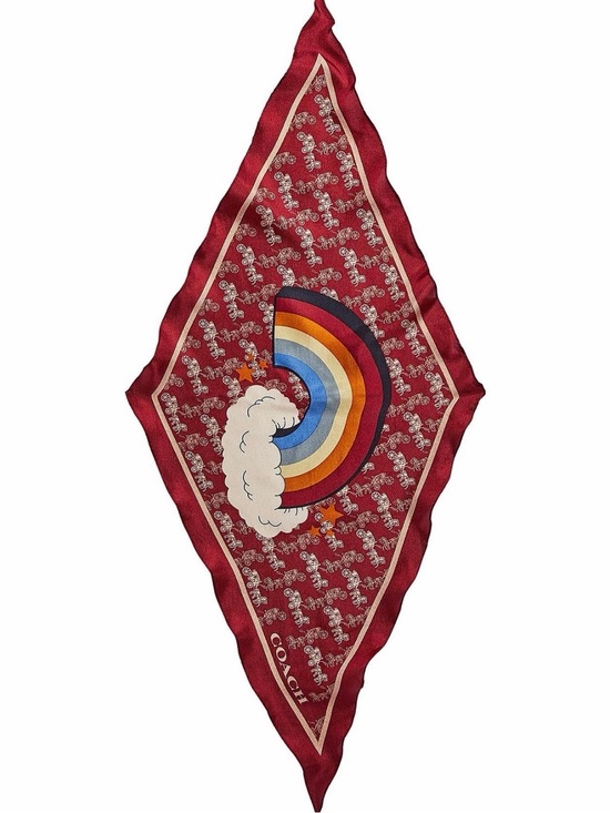 Coach Accessories - COACH HORSE AND CARRIAGE RAINBOW PRINT SILK DIAMOND SCARF